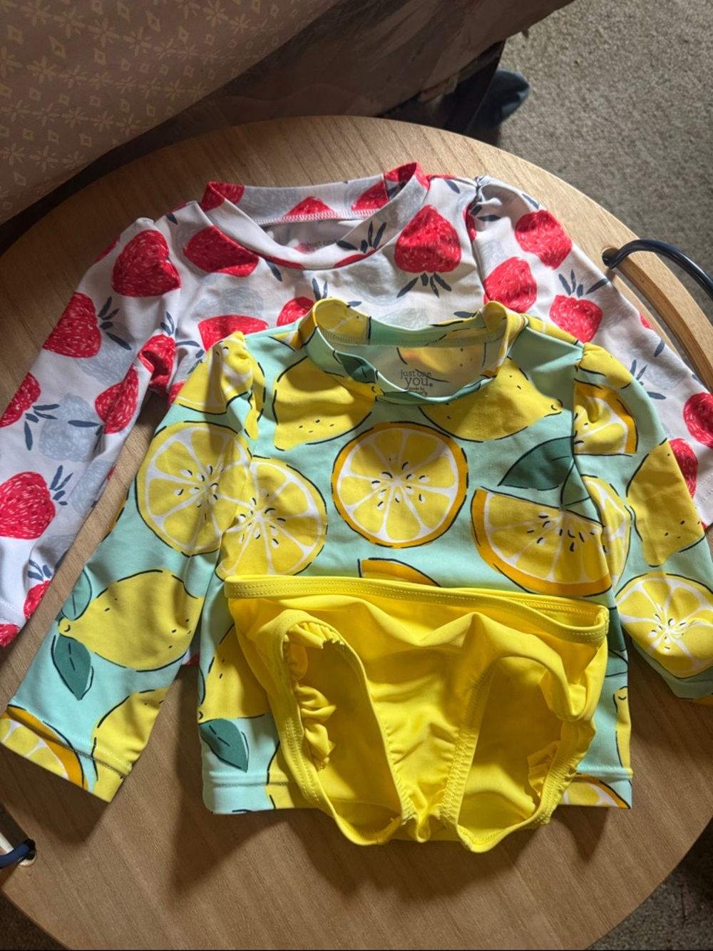 Kids Lemon Print Rash Guard Set - Yellow
